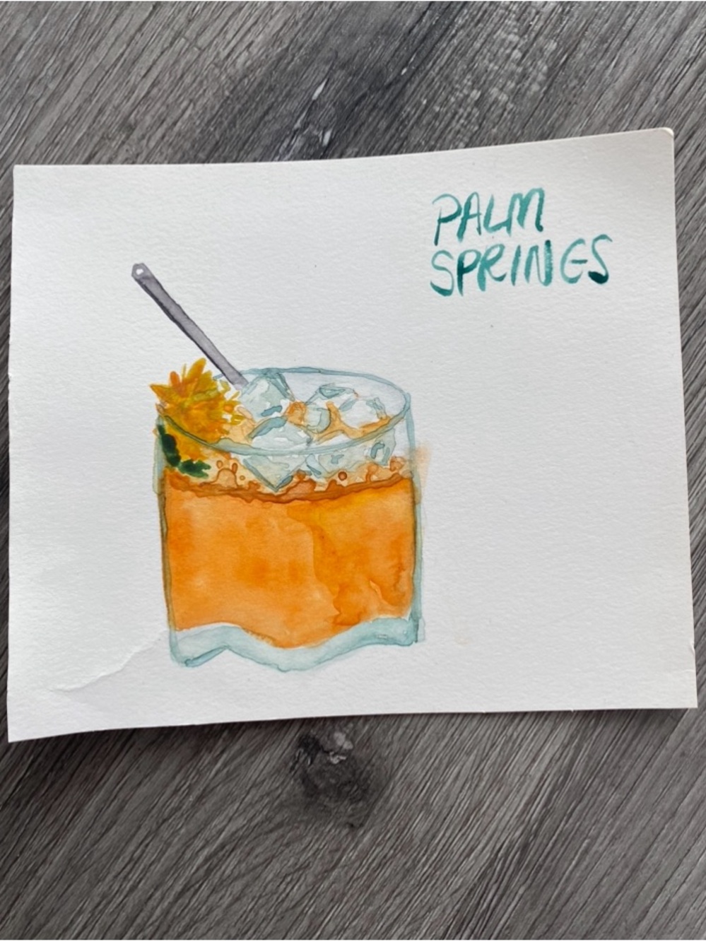 Watercolor Cocktail Art Print - 'Palm Springs'